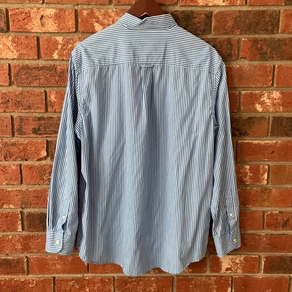 Chaps Blue & White Oxford Stripe Button Down Dress Shirt - Picture 5 of 6